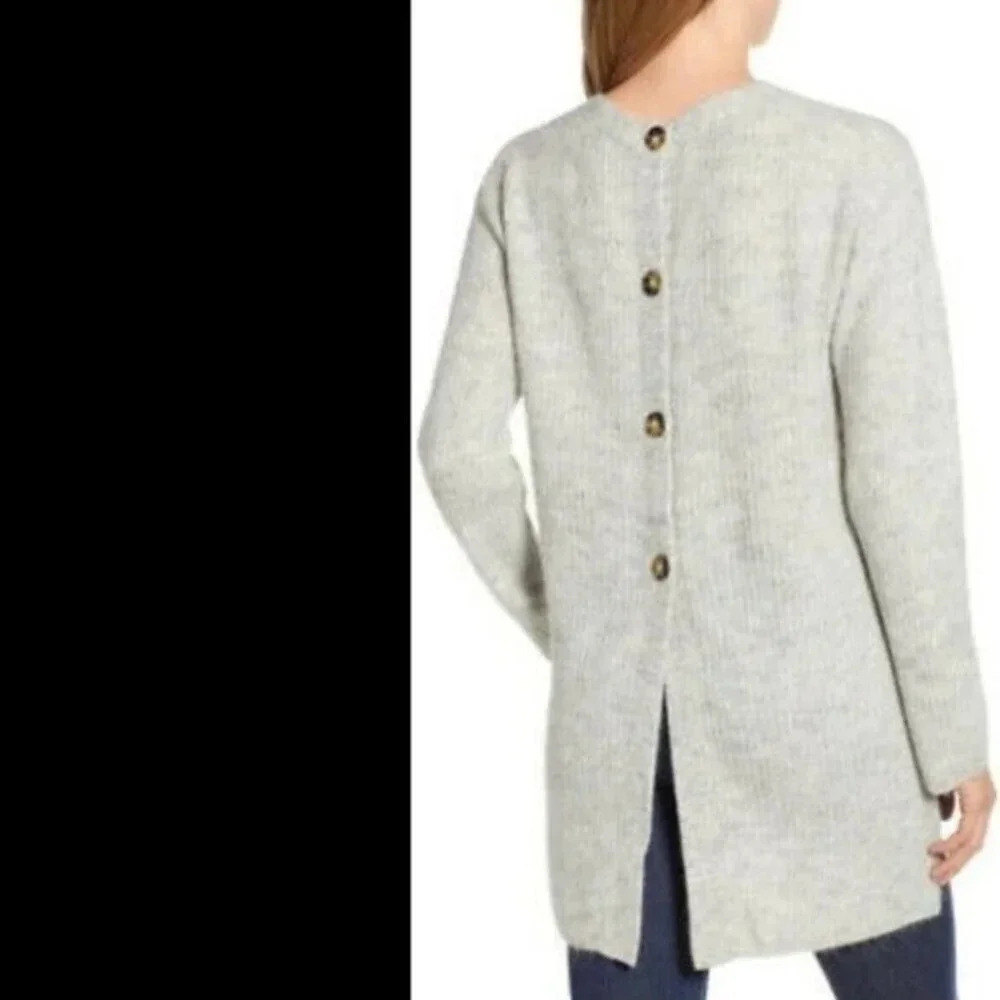 Point Sur Open Back Sweater In Heather Dusk Grey - Picture 4 of 16